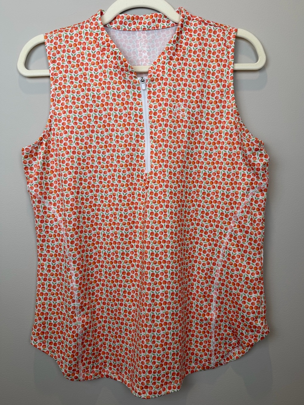 Rhoback Orange & White Sleeveless Zip-Front Camisole